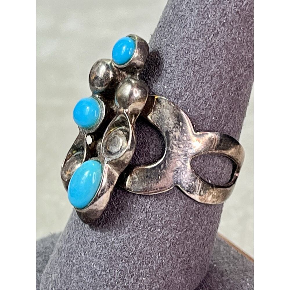 Jay King DTR 925 Sterling Silver Turquoise Cluster Ring Sz 10 Vintage - Picture 3 of 12
